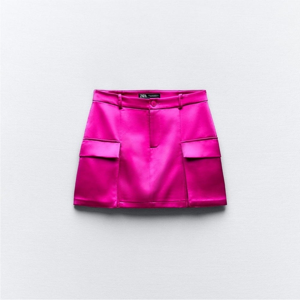 NWT 💗 Zara Fuchsia Cargo Mini Skirt